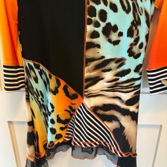 FRANK LYMAN long top/tunic sz US/CAN 4 multicolour animal print ruffled hem - Picture 5 of 15